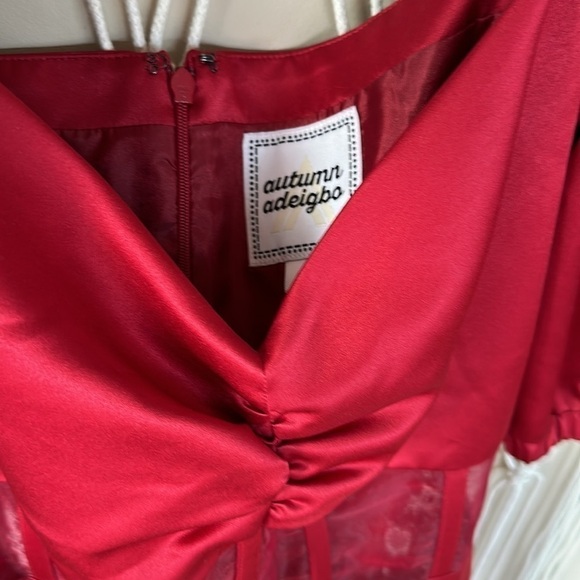 Autumn Adeigbo Clarette corset Dress Deep Red Womens mini Size 10 NEW - Picture 10 of 12